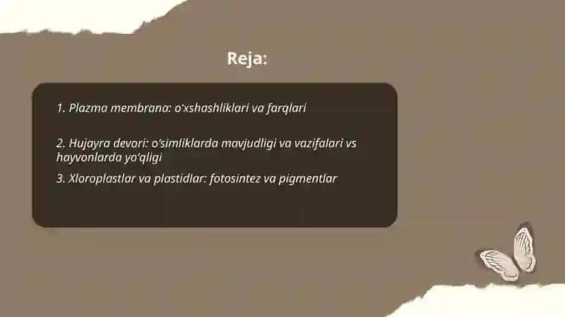 Oʻsimlik va hayvon hujayralari oʻxshashligi va farqi 2