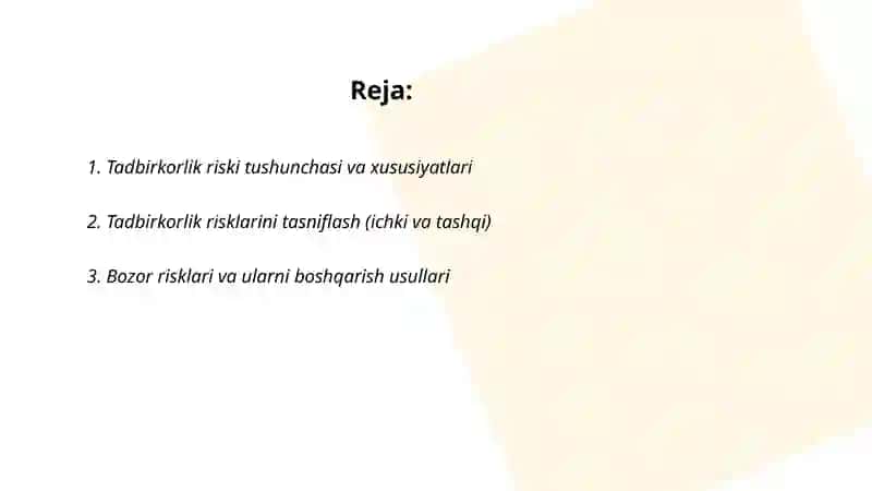 Tadbirkorlik risqi va uni boshqarish 2