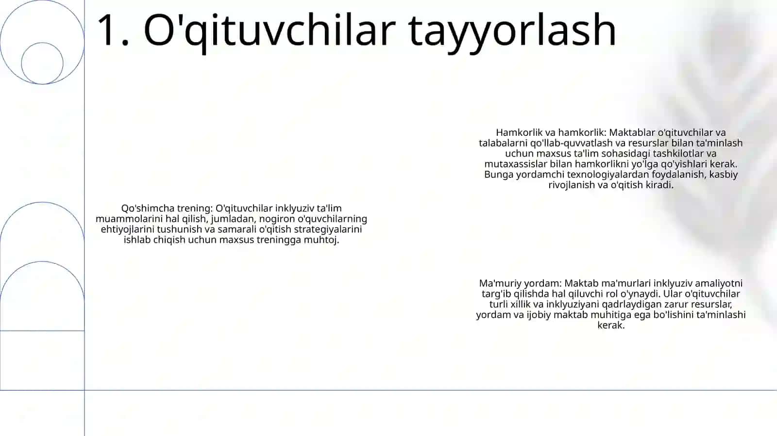 O'qituvchilar inklyuziv ta'lim muammolarini hal qilish 2