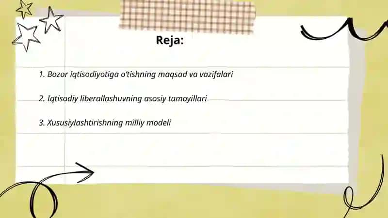 Bozor iqtisodiyotiga o’tishning milliy konsepsiyasi, islohotlar strategiyasi 2