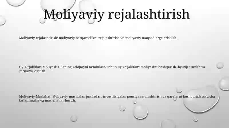 Uy XoʻJaliklari Moliyasi 2