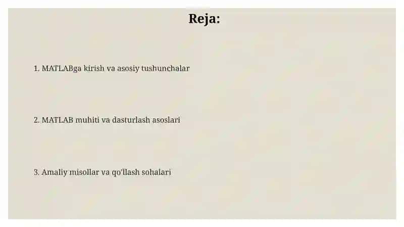 MATLAB tizimida dasturlash 2