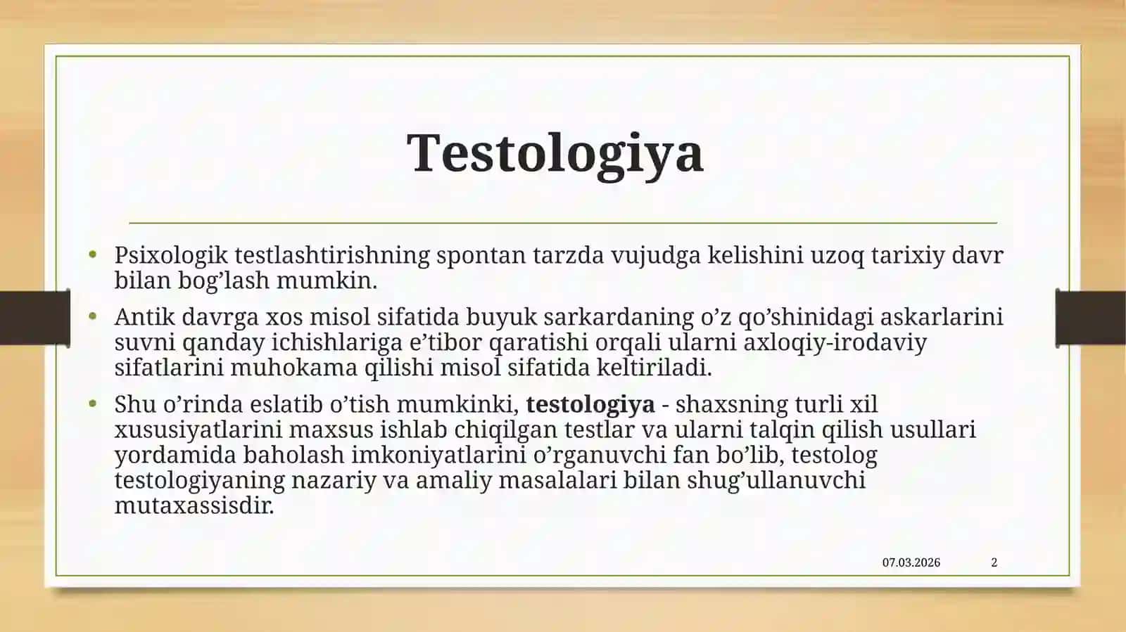 Testologiya Tushunchasi 2
