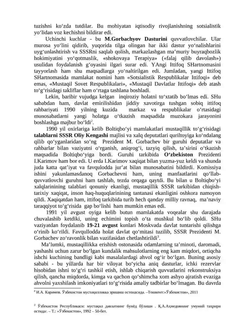 MUSTAQIL O‘ZBEKISTON RESPUBLIKASINING TASHKIL TOPISHI VA UNING TARIXIY AHAMIYATI 2