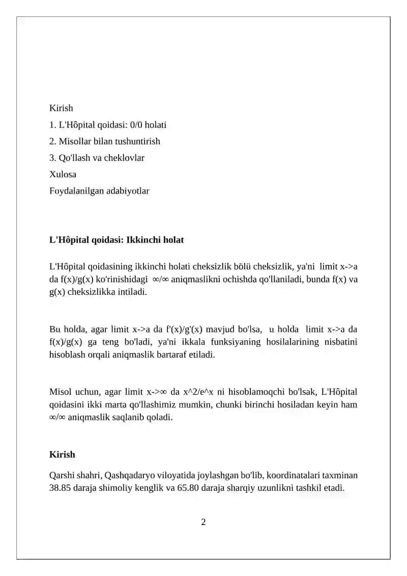 Lopitalning 2-qoidasi 2