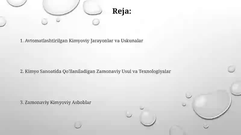 Kimyo Sanoatida Qo'llaniladigan Zamonaviy Usul va Texnologiyalar 2