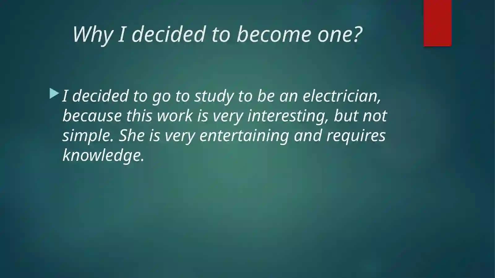 My future profession electrician 2