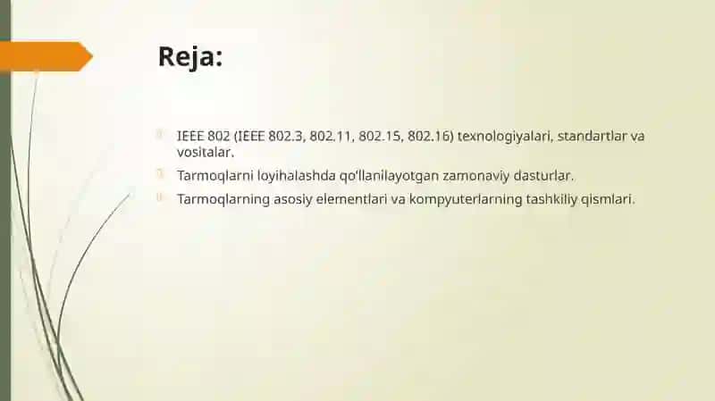 Kompyuter tarmoqlarining standart texnologiyalari 2