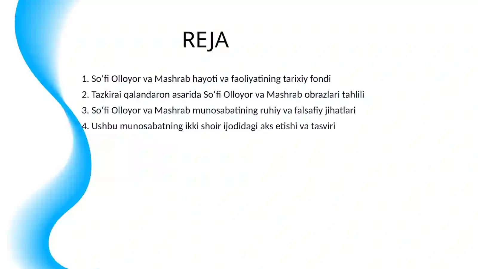 "TAZKIRAI QALANDARON" ASARIDA SOʻFI OLLOYOR VA MASHRAB MUNOSABATI. BU MUNOSABAT RUHINING HAR IKKALA SHOIR IJODIDAGI AKSI 2