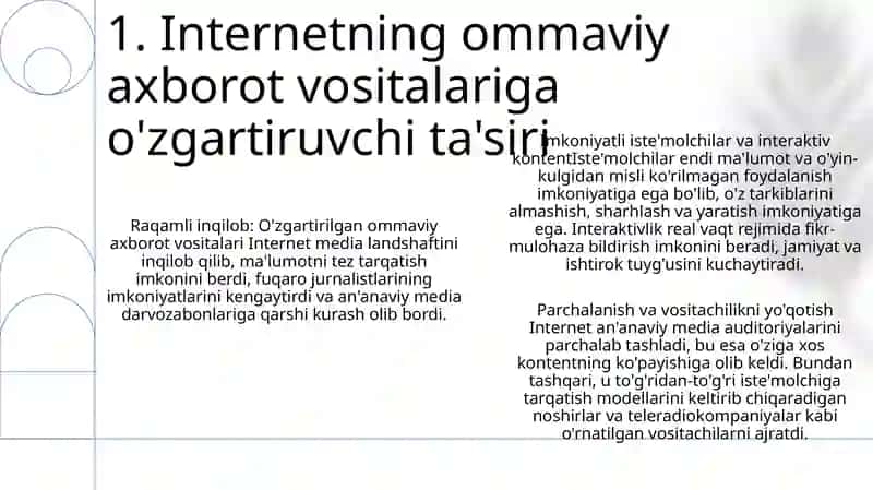 Zamonaviy Mediamaydonda Internet Imkoniyatlari 2