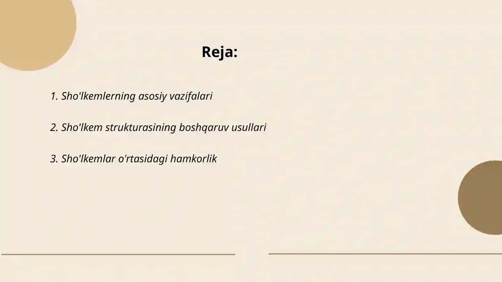 Sho'lkemlar ha'm olardı basqariw 2