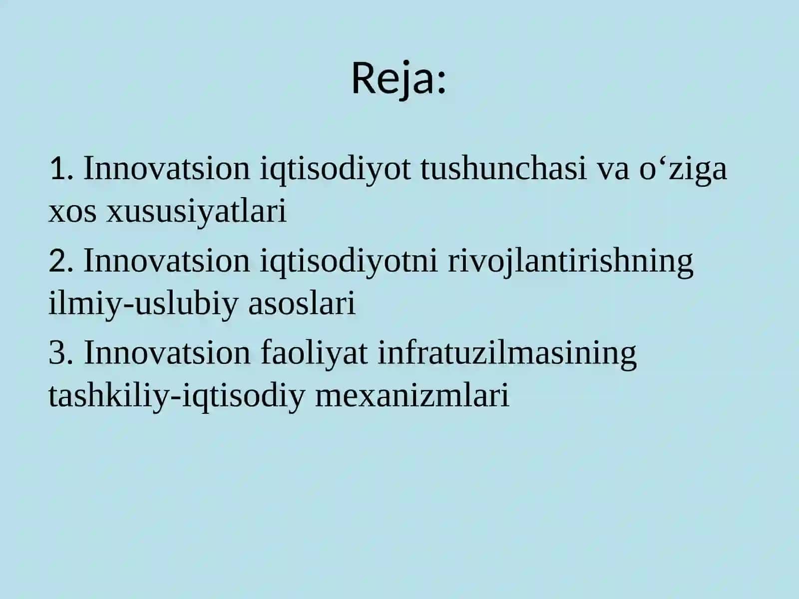 Innovatsion iqtisodiyot fanining nazariy asoslari 2