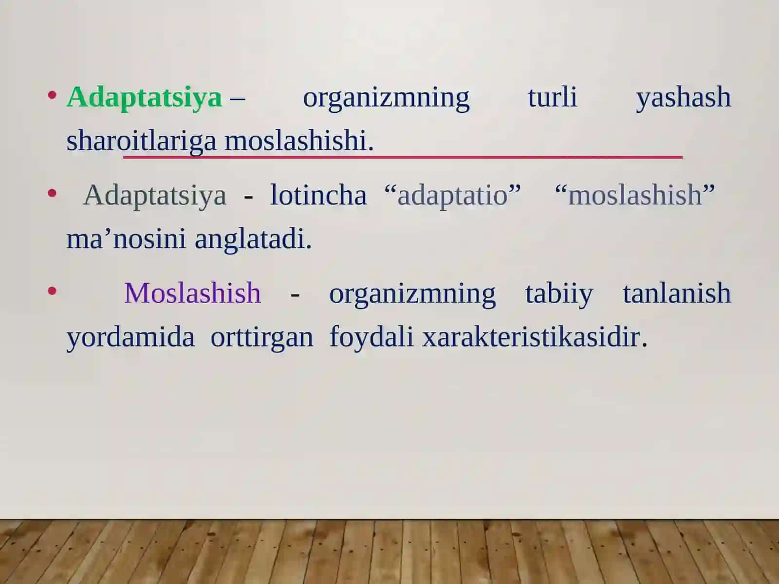 Organizmning muhofazavakompensator–moslashish reaksiyalari 2
