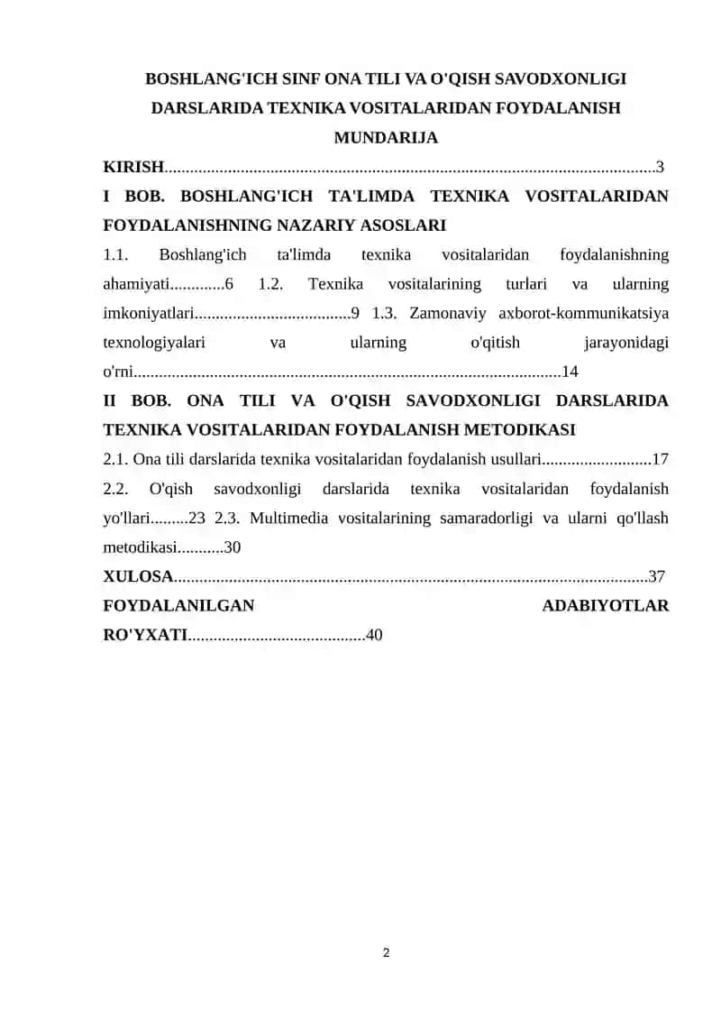Boschiqich sinf ona tili va o'qish savodxonligi darslarida texnika vositalaridan foydalanish 2