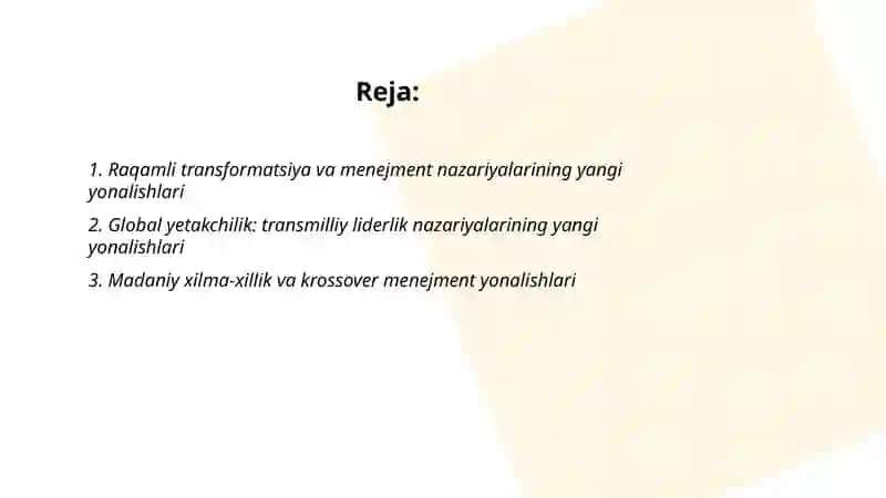 Globalizatsiya sharoitida menejment nazariyalarining yangi yonalishlari 2