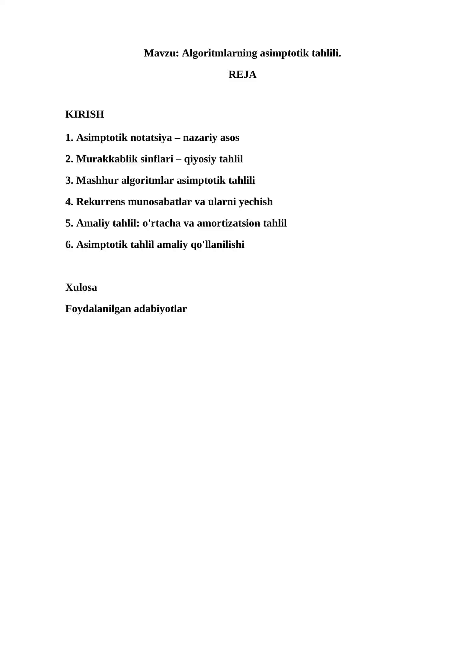 Algoritmlarning asimptotik tahlili 2