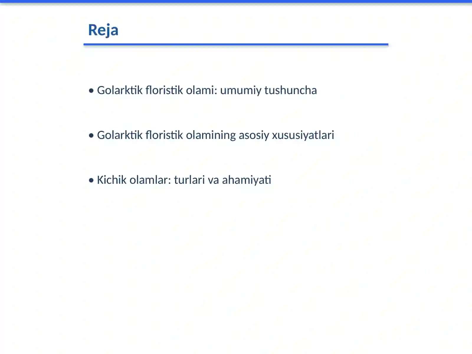 Golarktik floristik olami va uning kichik olamlarini kontur xaritaga tushuntirish 2