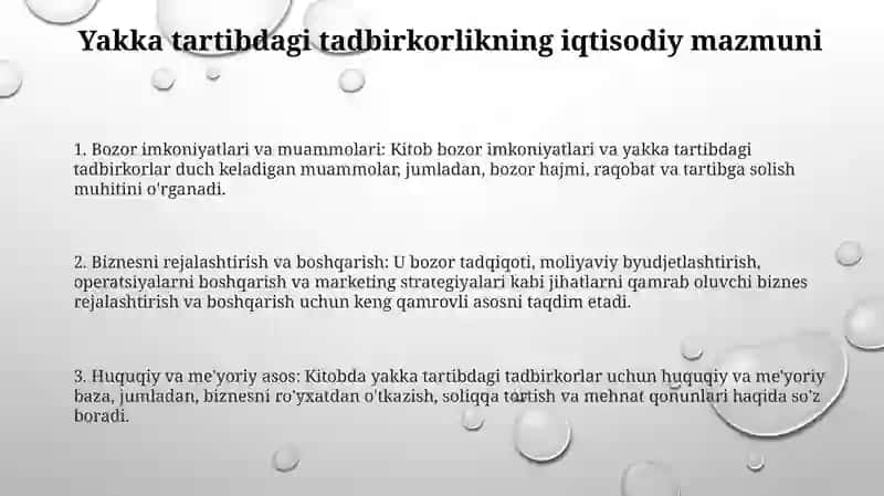 Yakka Tartibdagi Tadbirkorlarning Tashkiliy-Iqtisodiy Asoslari 2