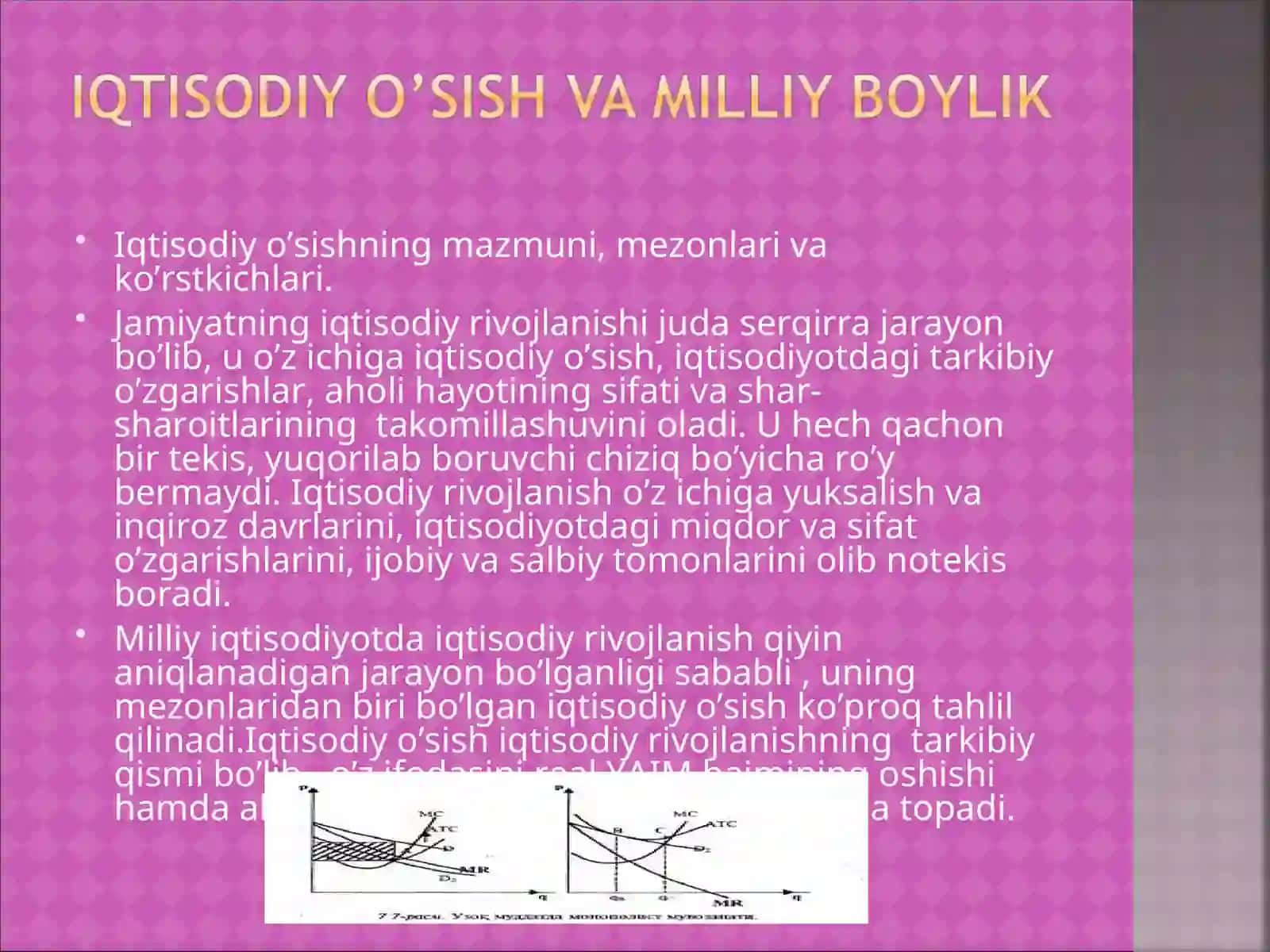 Iqtisodiy o’sishning mazmuni, mezonlari va ko’rsatkichlari 2