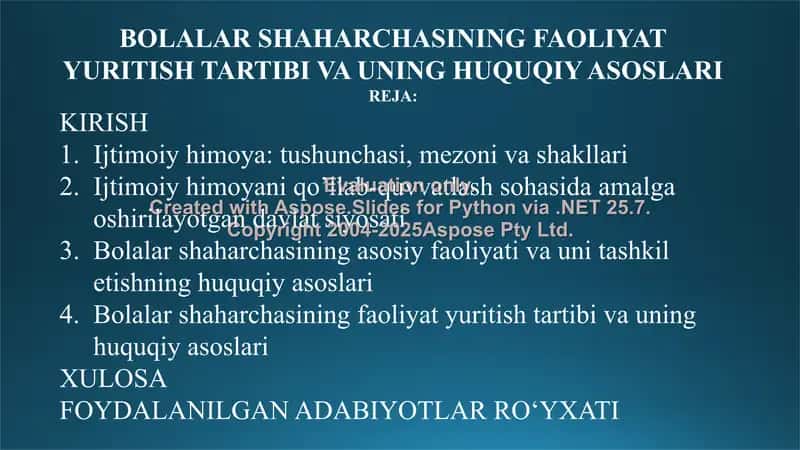 Bolalar shaharchasining faoliyat yuritish tartibi va uning huquqiy asoslari 2