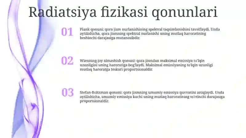 Radiatsiya fizikasi qonunlari 2