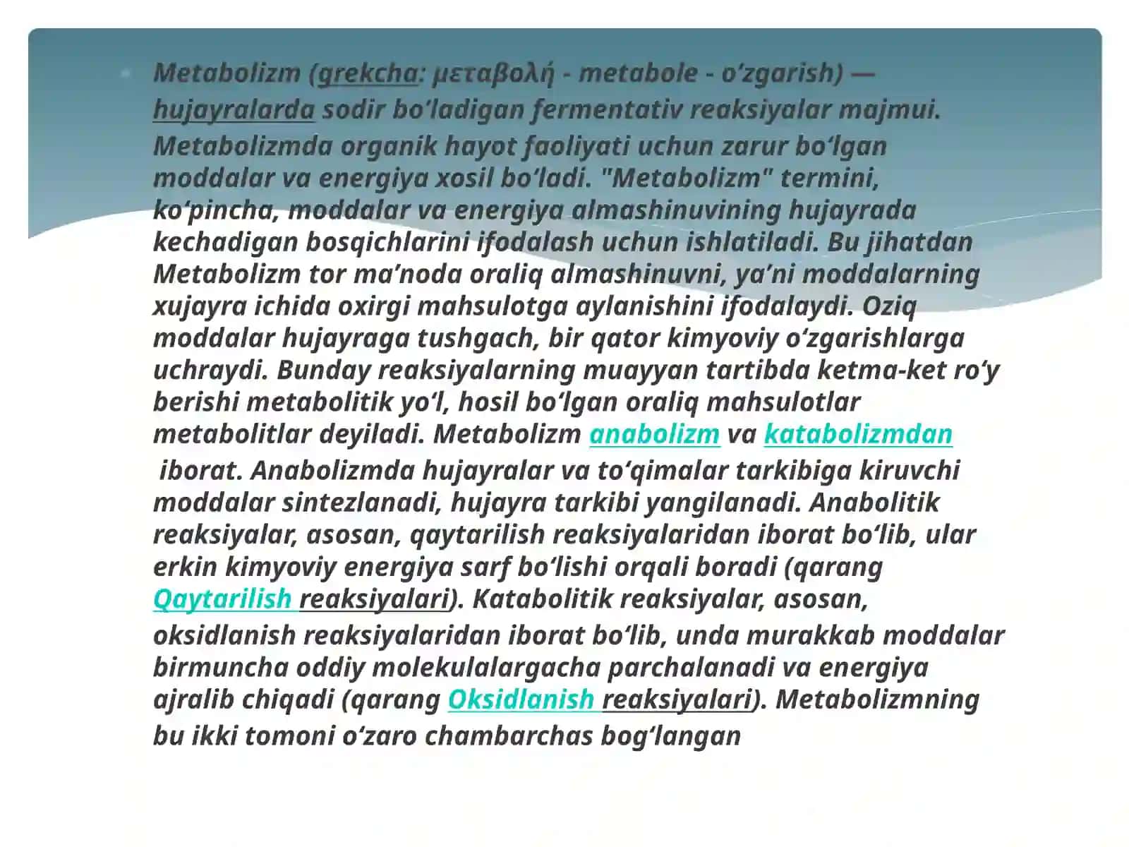 Metabolizm va katobolizim 2