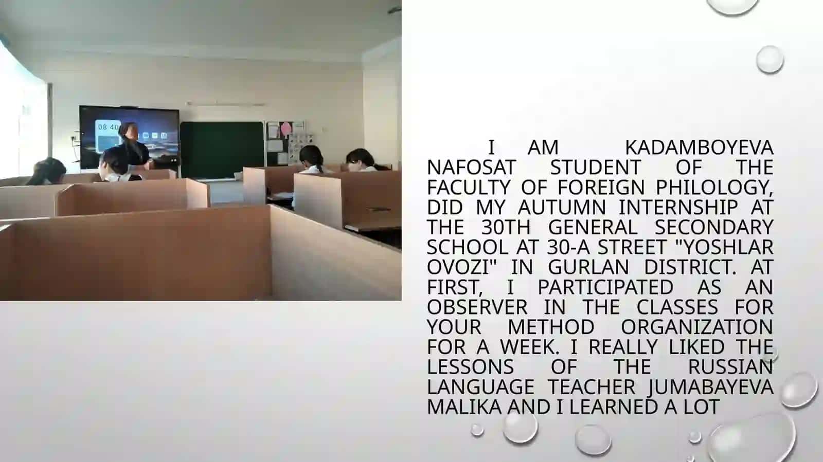 Autumn Internship at the 30th General Secondary School 2