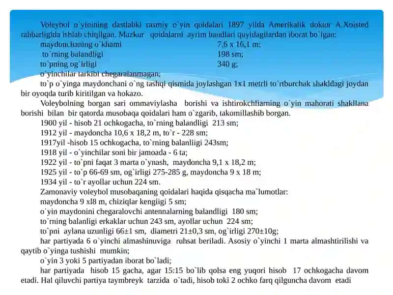 Voleybolo`yininingdastlabkiqoidalari 2