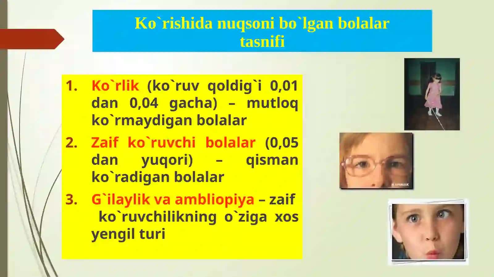 Ko‘rishda nuqsoni bo‘lgan bolalar logopedik ishlari 2