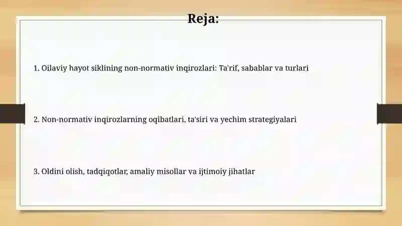 Oilaviy hayot siklining non-normativ inqirozlari 2