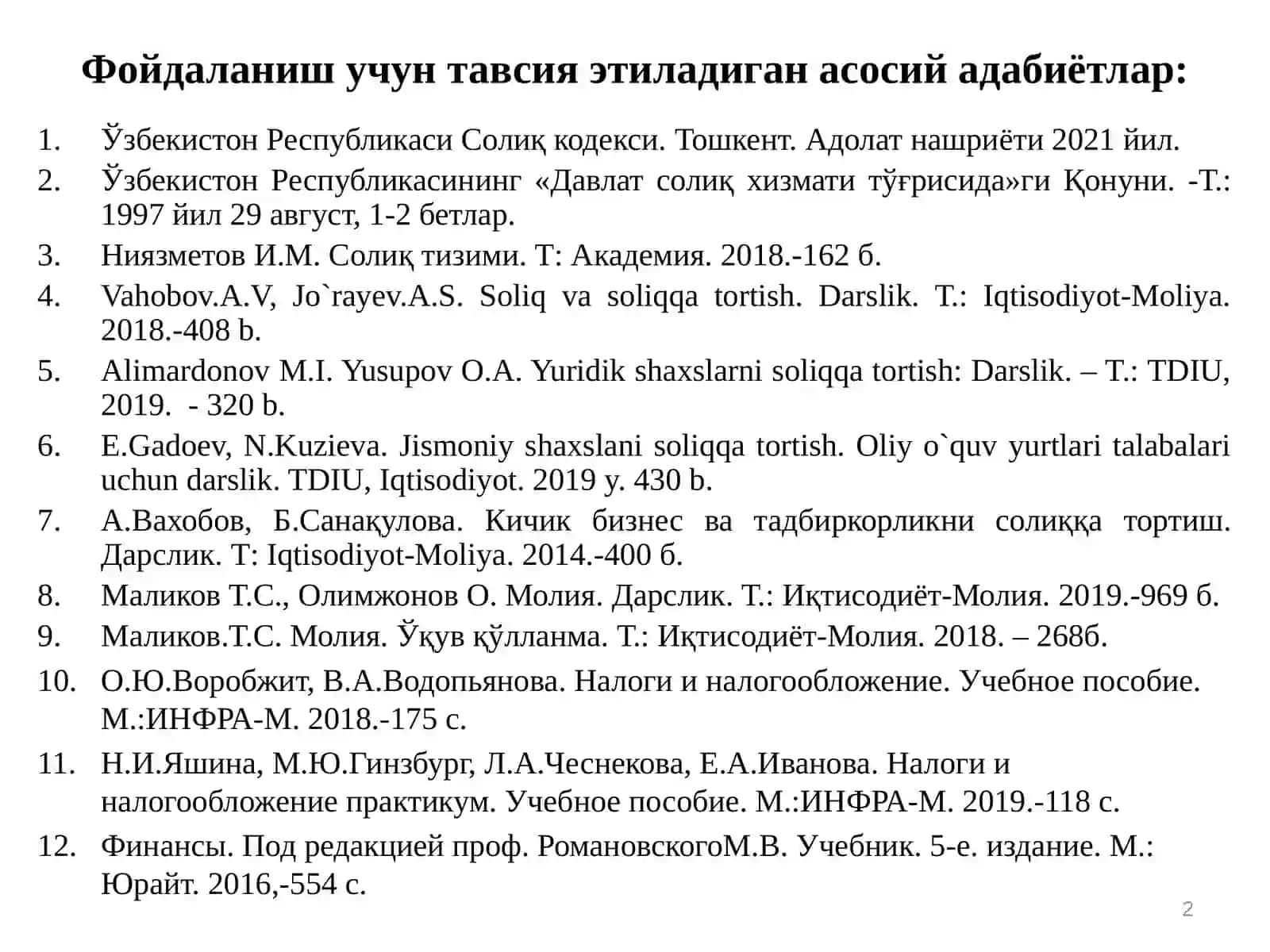 Soliqlarning iqtisodiy mohiyati va soliq qatortish prinsiplari 2