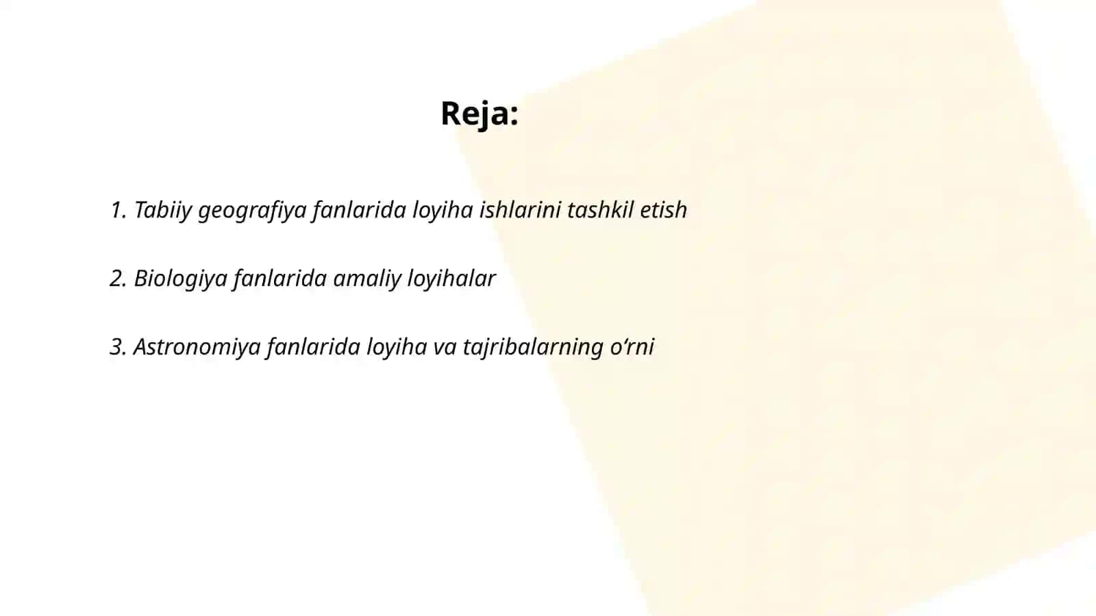 Tabiiy geografiya fanlarida loyiha ishlarini tashkil etish 2