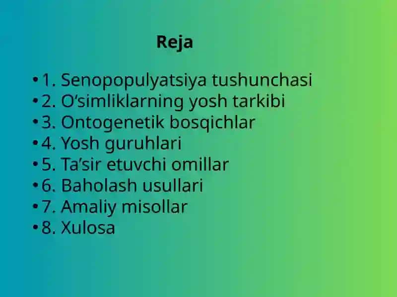 Senopopulyatsiyaning o‘simlik yoshiga ko‘ra tarkibi 2