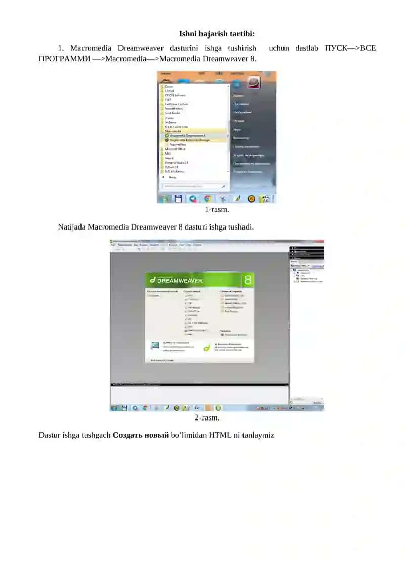 Dreamweaver dasturi 2
