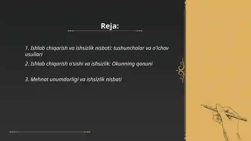 Ishlab chiqarish va ishsizlik nisbati 2
