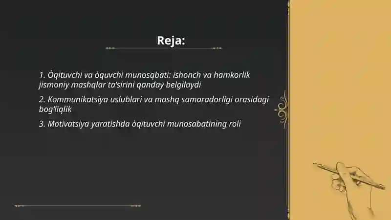 Jismoniy mashqlar ta'sirini belgilashda òqituvchi va òquvchi munosqbati 2