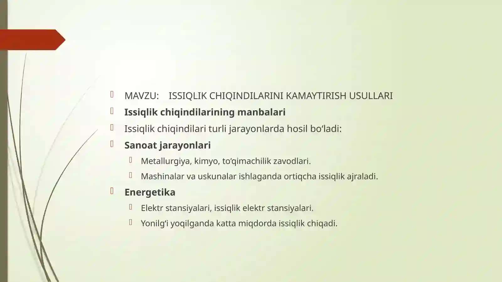 NEFT-GAZ SANOATIDA EKOLOGIK HAVFSIZLIKFANIDAN TAYYORLAGAN TAQDIMOTI2025-YIL 2
