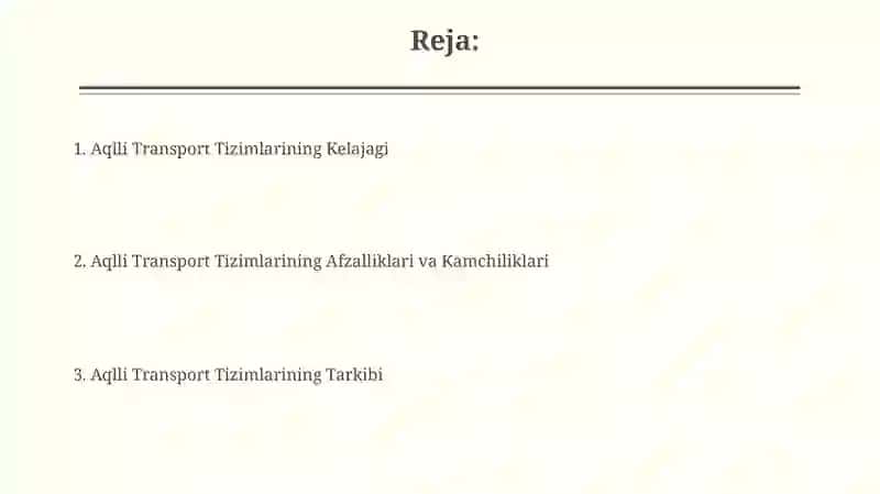 Intelektual transport tizimlari 2