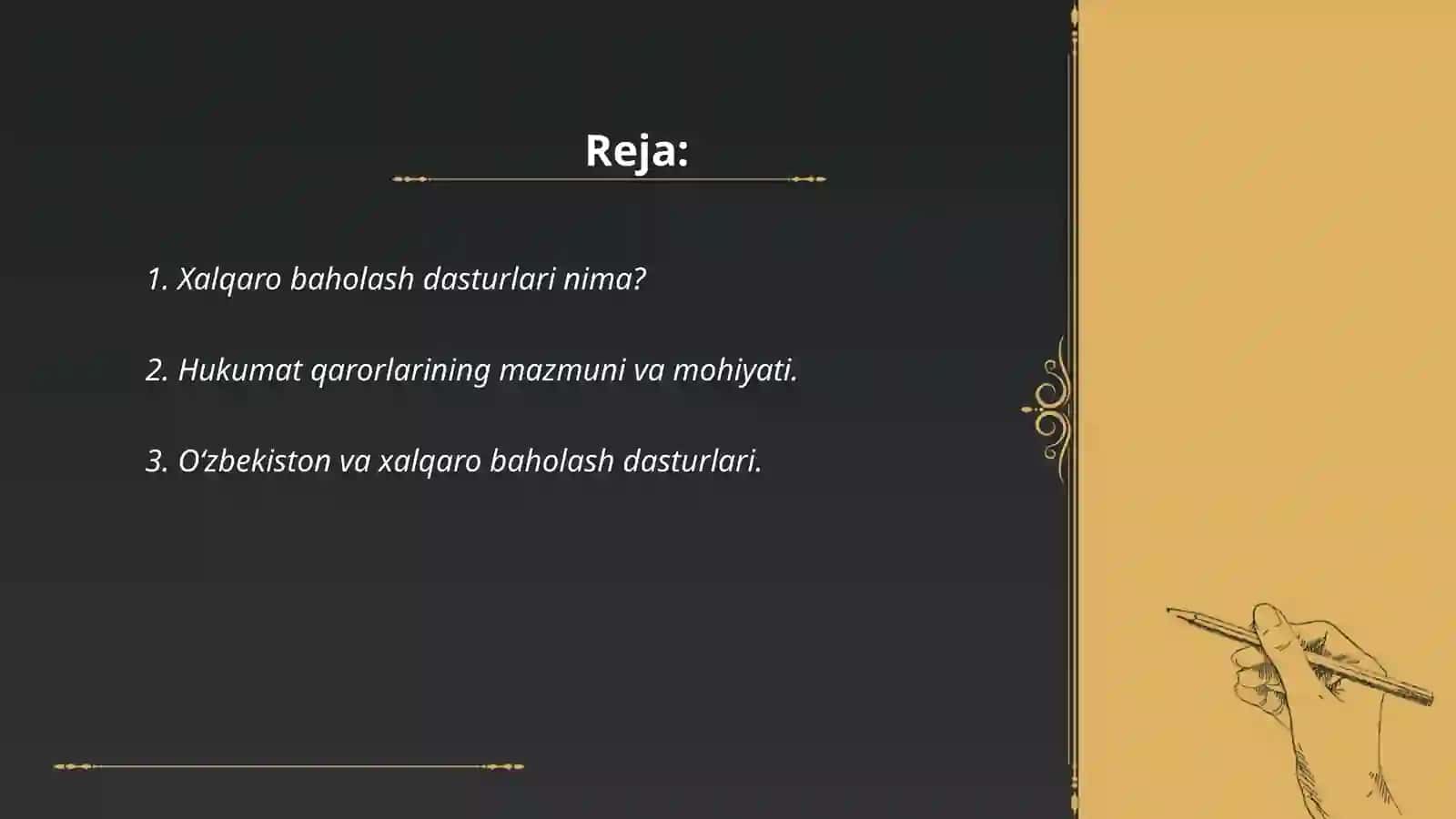 Xalqaro baholash dasturlari doirasida hukumat qarorlarining mazmun va mohiyati 2