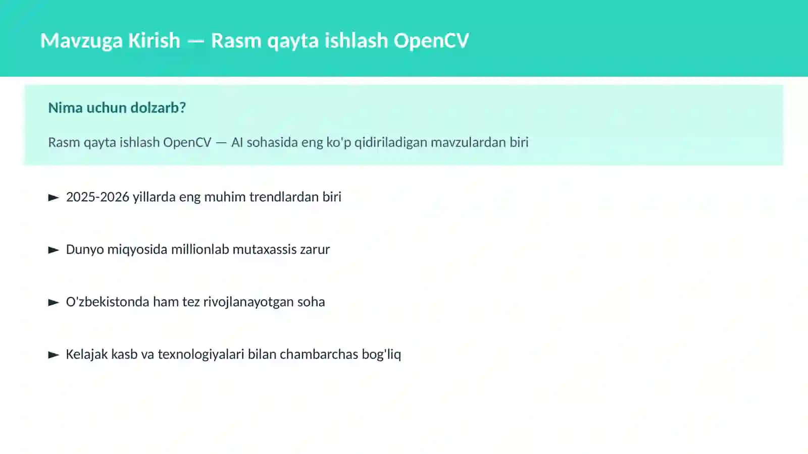 Rasm qayta ishlash OpenCV 2