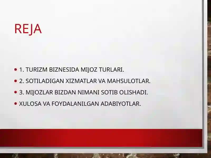 Turizm biznesida mijoz turlari 2