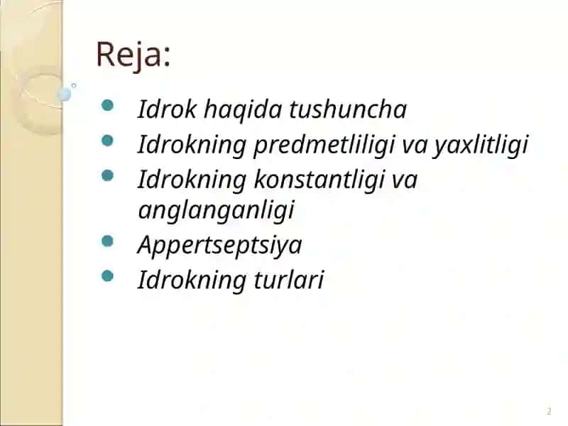 Idrok va uning turlari 2