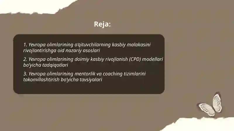 Yevropa olimlari o‘qituvchilarning kasbiy mahoratini takomillashtirish to‘g‘risida 2