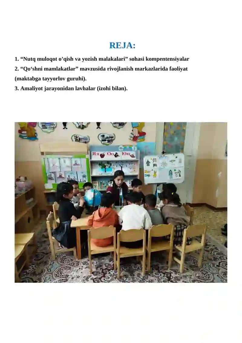 “Nutq muloqot o’qish va yozish malakalari” sohasi kompentensiyalar 2