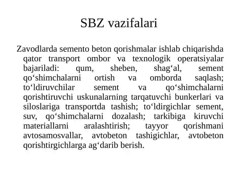 Sementobeton qorishmalarini ishlab chiqarish zavodlari 2