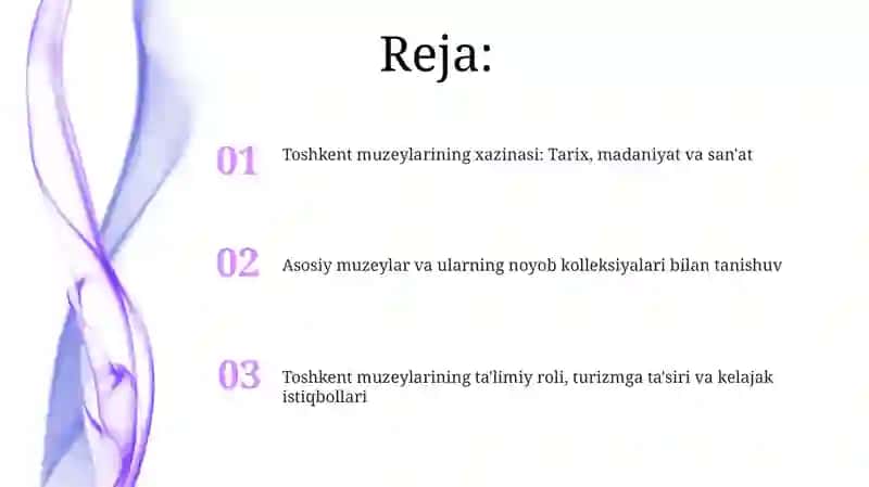 Toshkent shahrida joylashgan muzeylar faoliyati 2