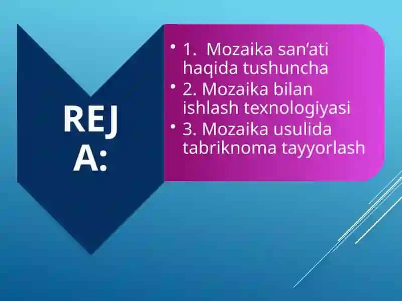 Mozaika bilan ishlash darslarini tashkil etish metodikasi 2