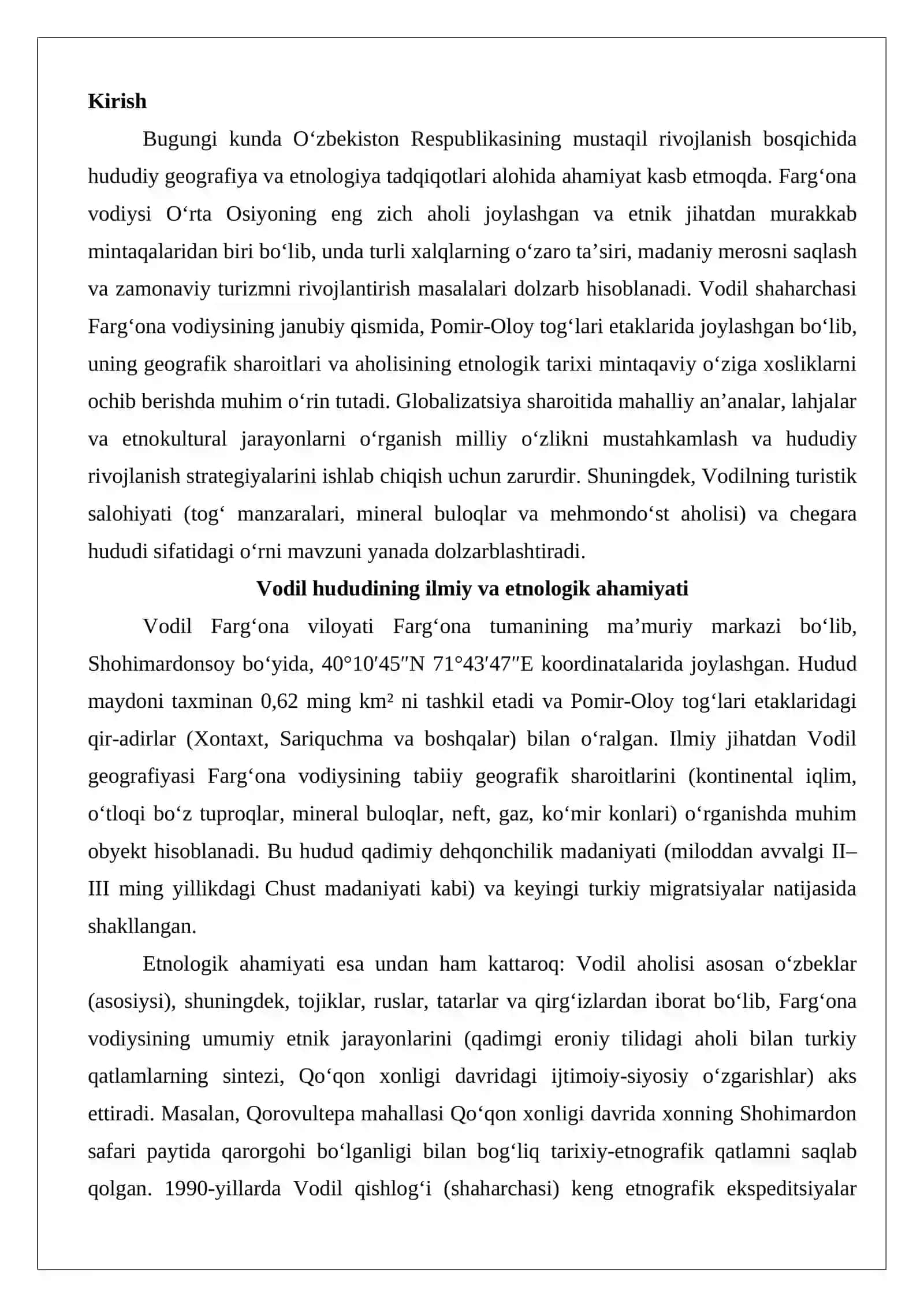 Vodil geografik joylashuvi va aholisi etnologik tarixi 2