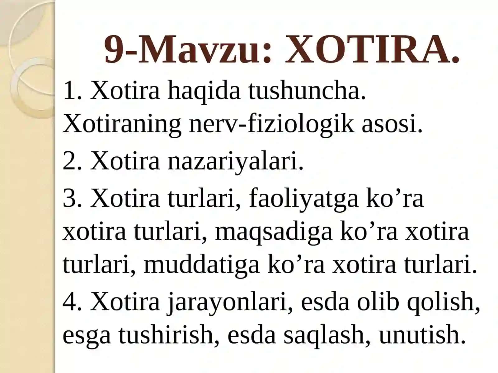 9-Mavzu: XOTIRA 2
