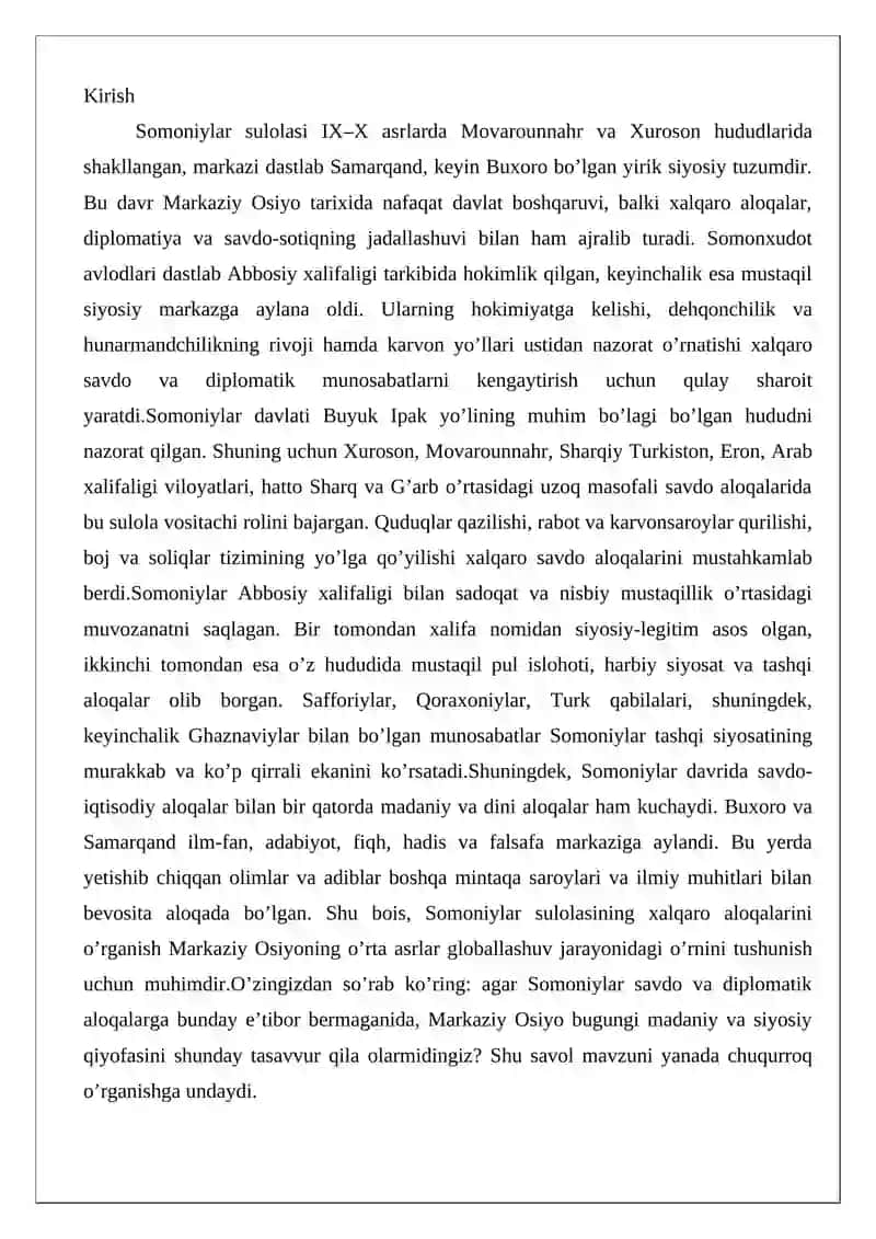 Somoniylar sulolasining xalqaro aloqalari 2